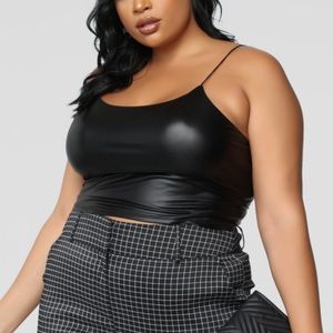 Kiki pleather cropped top